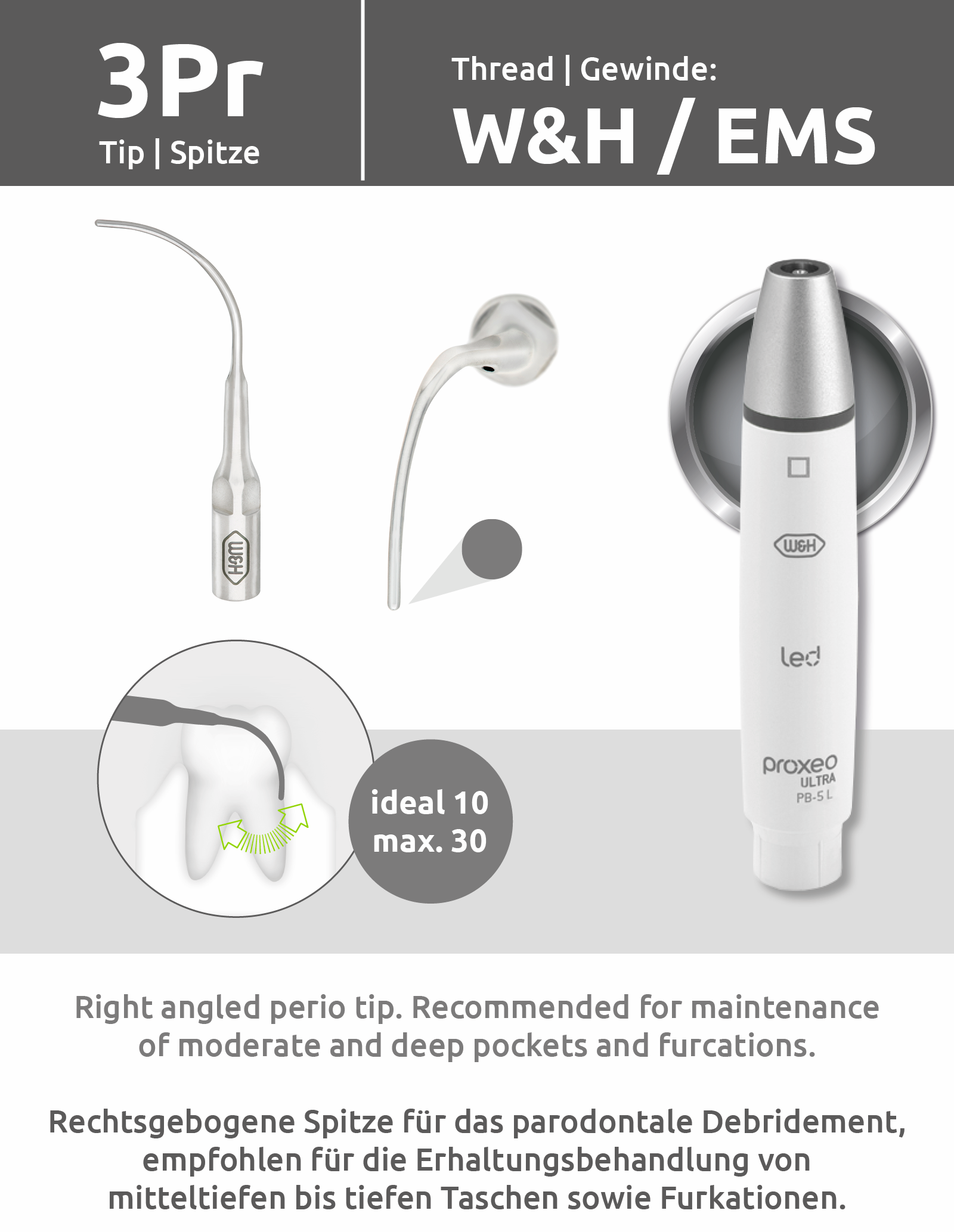 Spitze 3Pr (W&H/EMS Gewinde) mit Wechsler