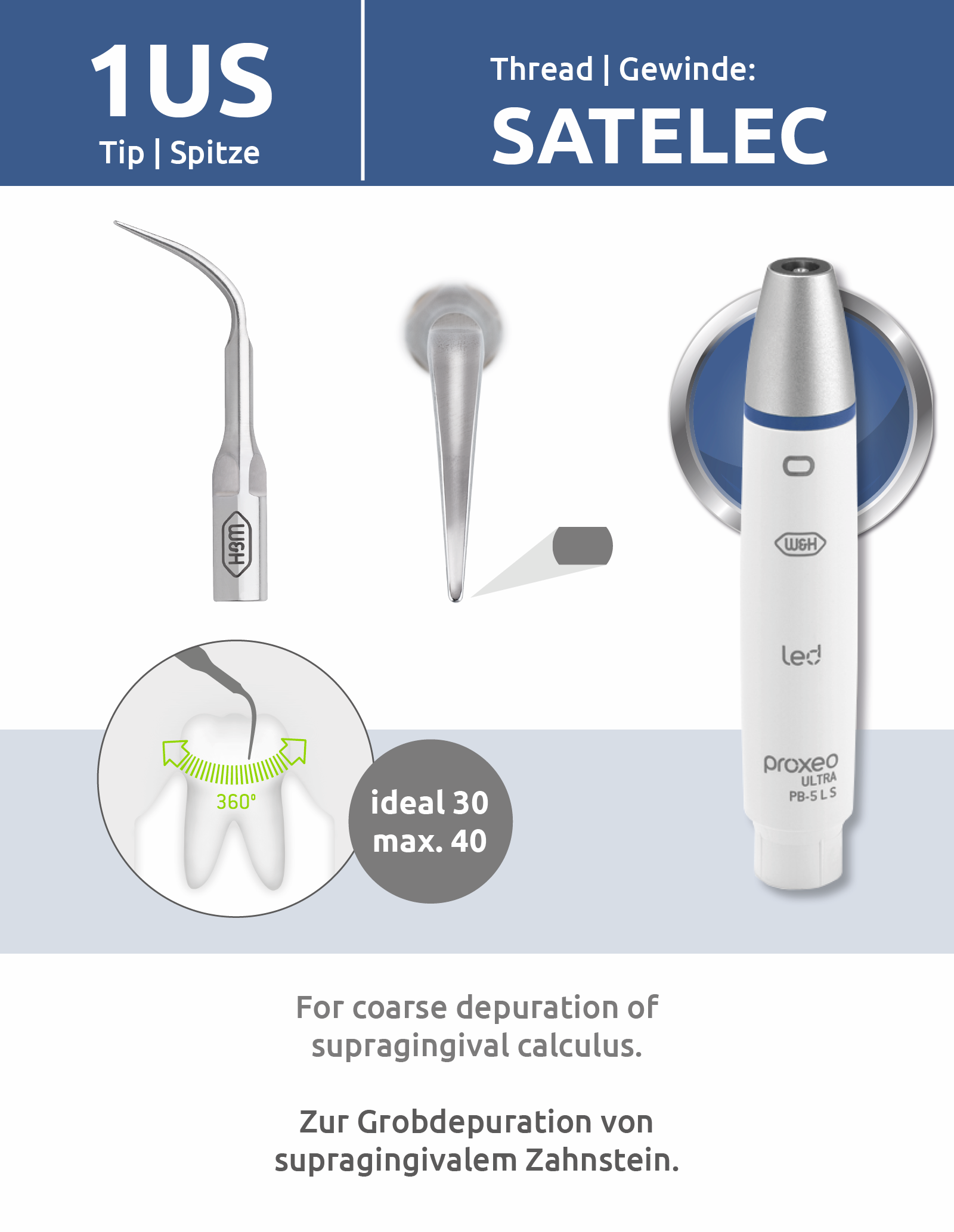 Spitze 1US (Satelec Gewinde) mit Wechsler