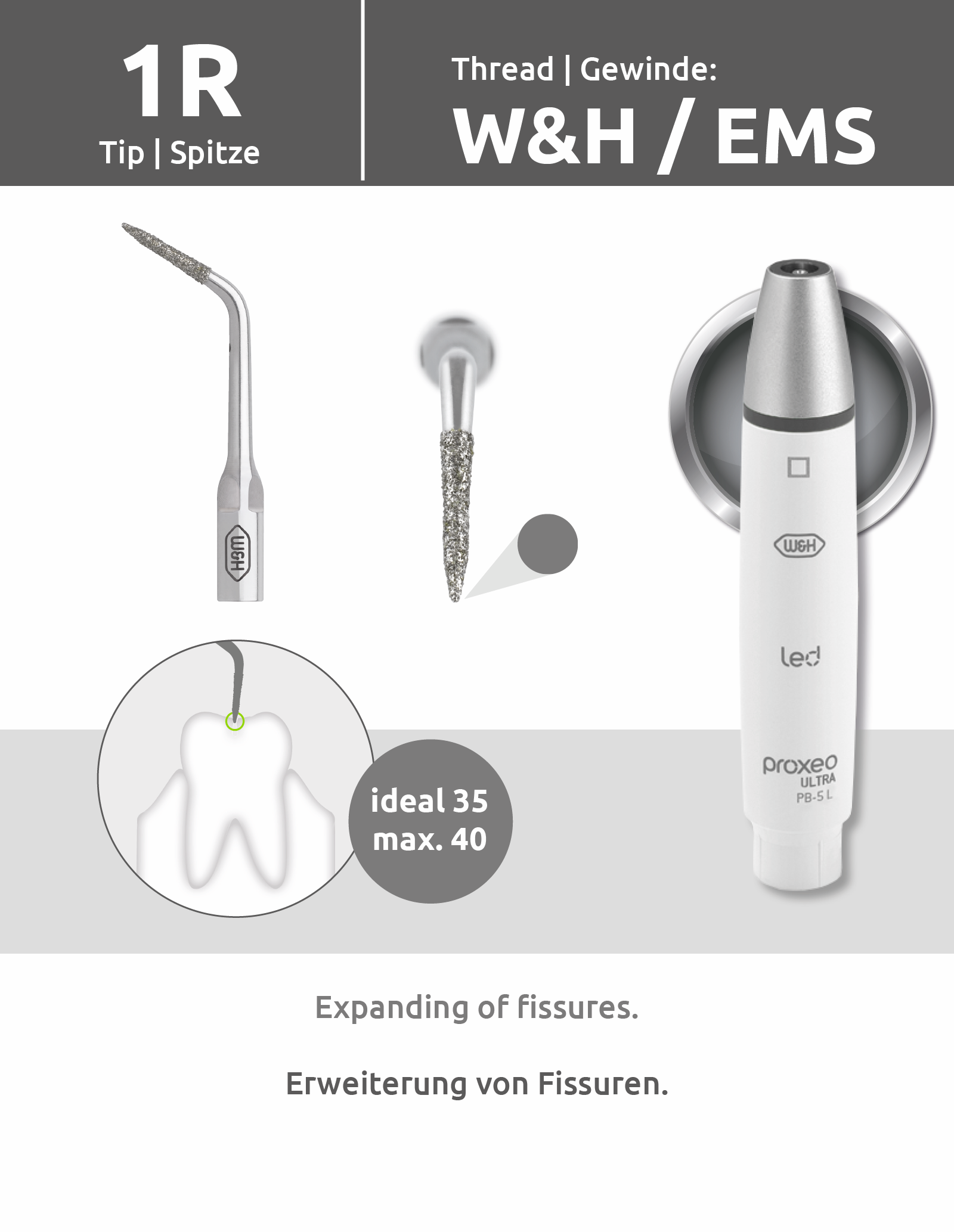 Spitze 1R (W&H/EMS Gewinde) mit Wechsler