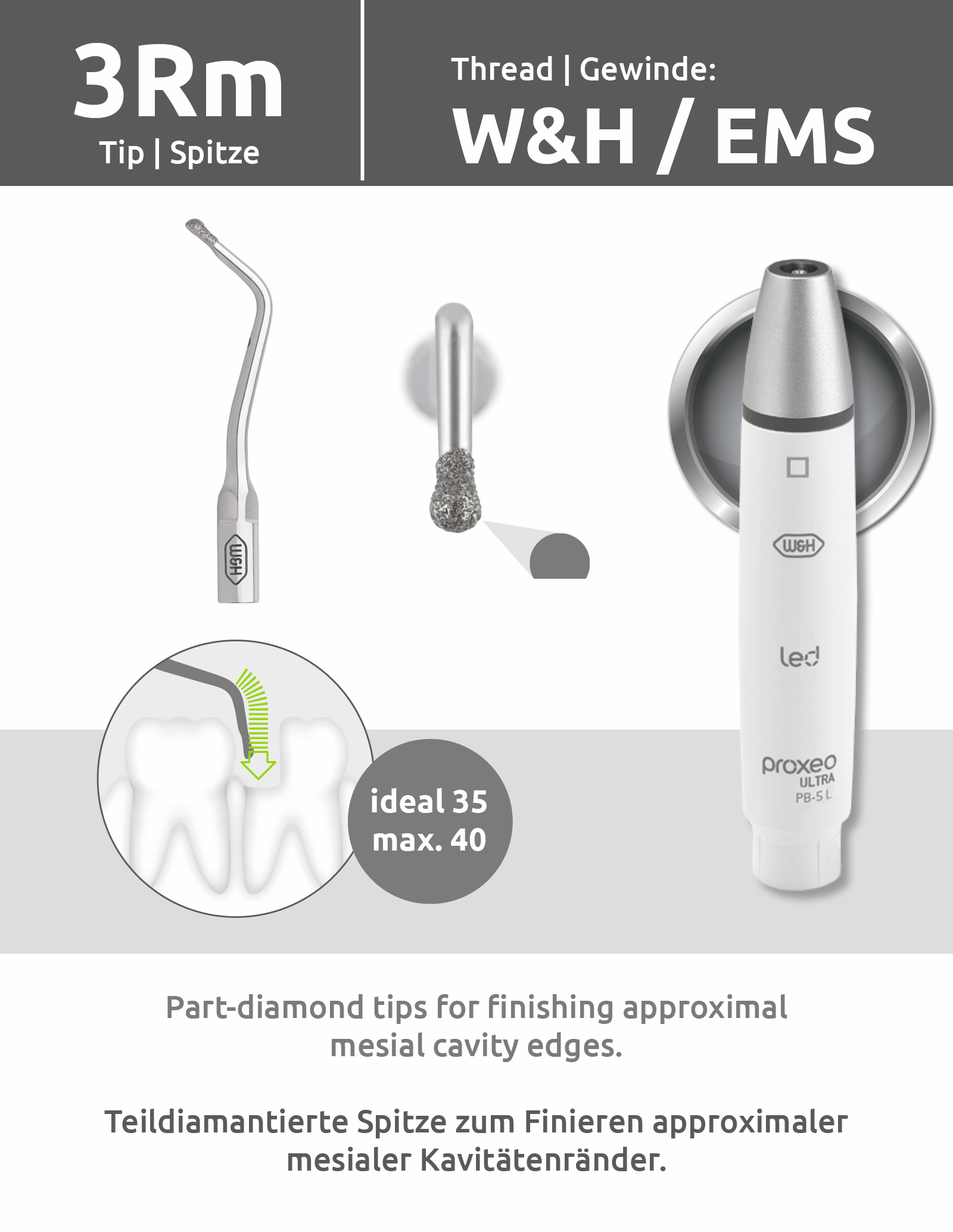 Spitze 3Rm (W&H/EMS Gewinde) mit Wechsler