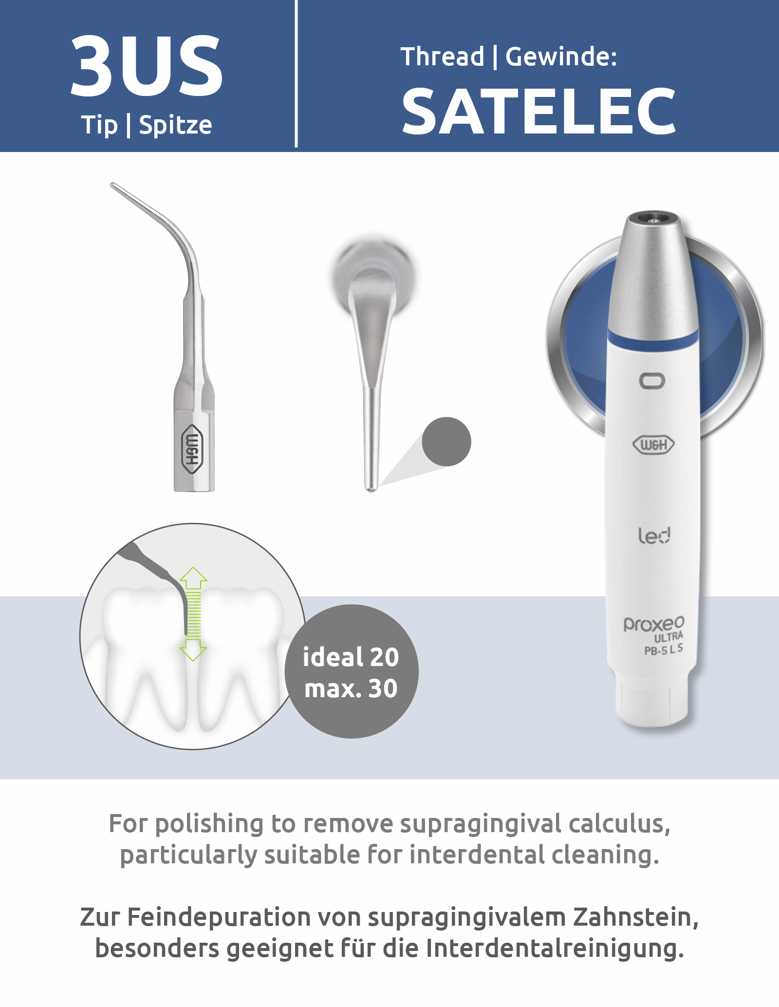 Spitze 3US (Satelec Gewinde) mit Wechsler