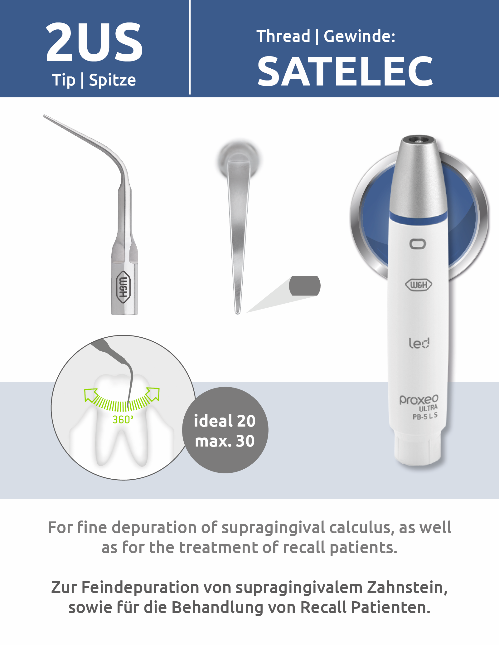 Spitze 2US (Satelec Gewinde)  mit Wechsler