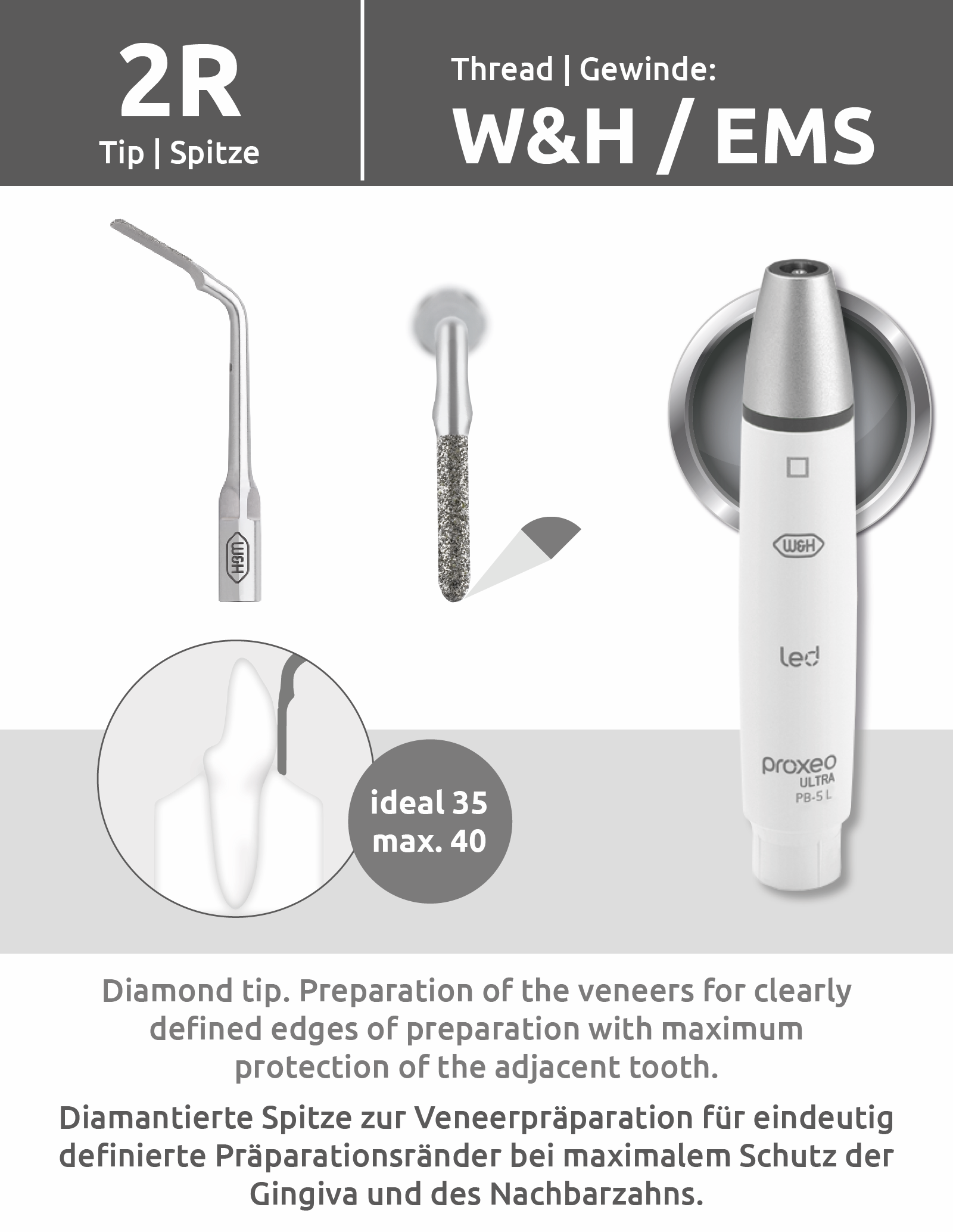Spitze 2R (W&H/EMS Gewinde) mit Wechsler