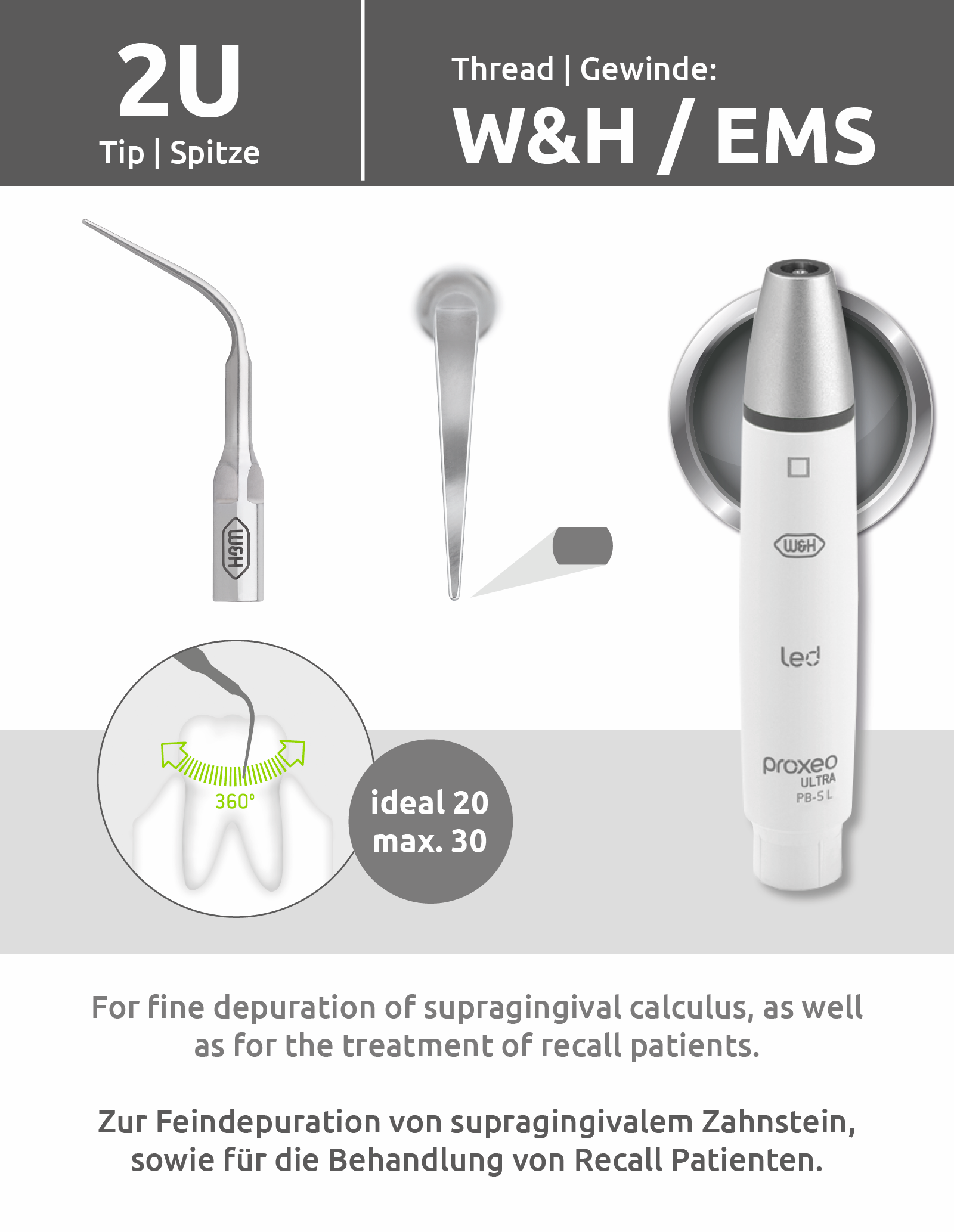 Spitze 2U (W&H/EMS Gewinde) mit Wechsler